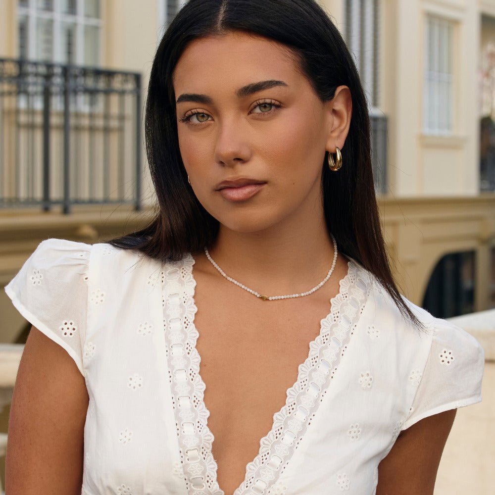 White Selene Bead Necklace
