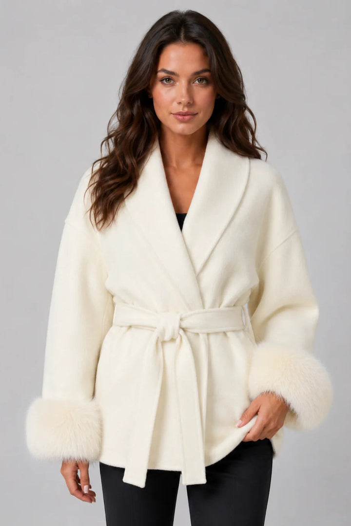 Women's Wool Overcoat – Double-Sided Regular Fit with Pocket Detail
