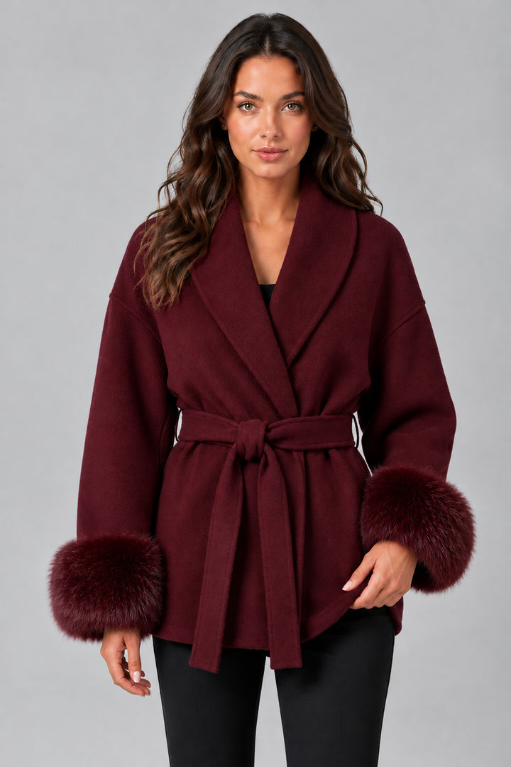 Women's Wool Overcoat – Double-Sided Regular Fit with Pocket Detail