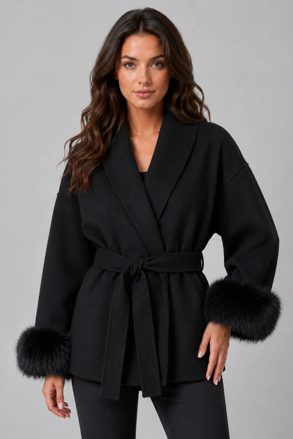 Women's Wool Overcoat – Double-Sided Regular Fit with Pocket Detail