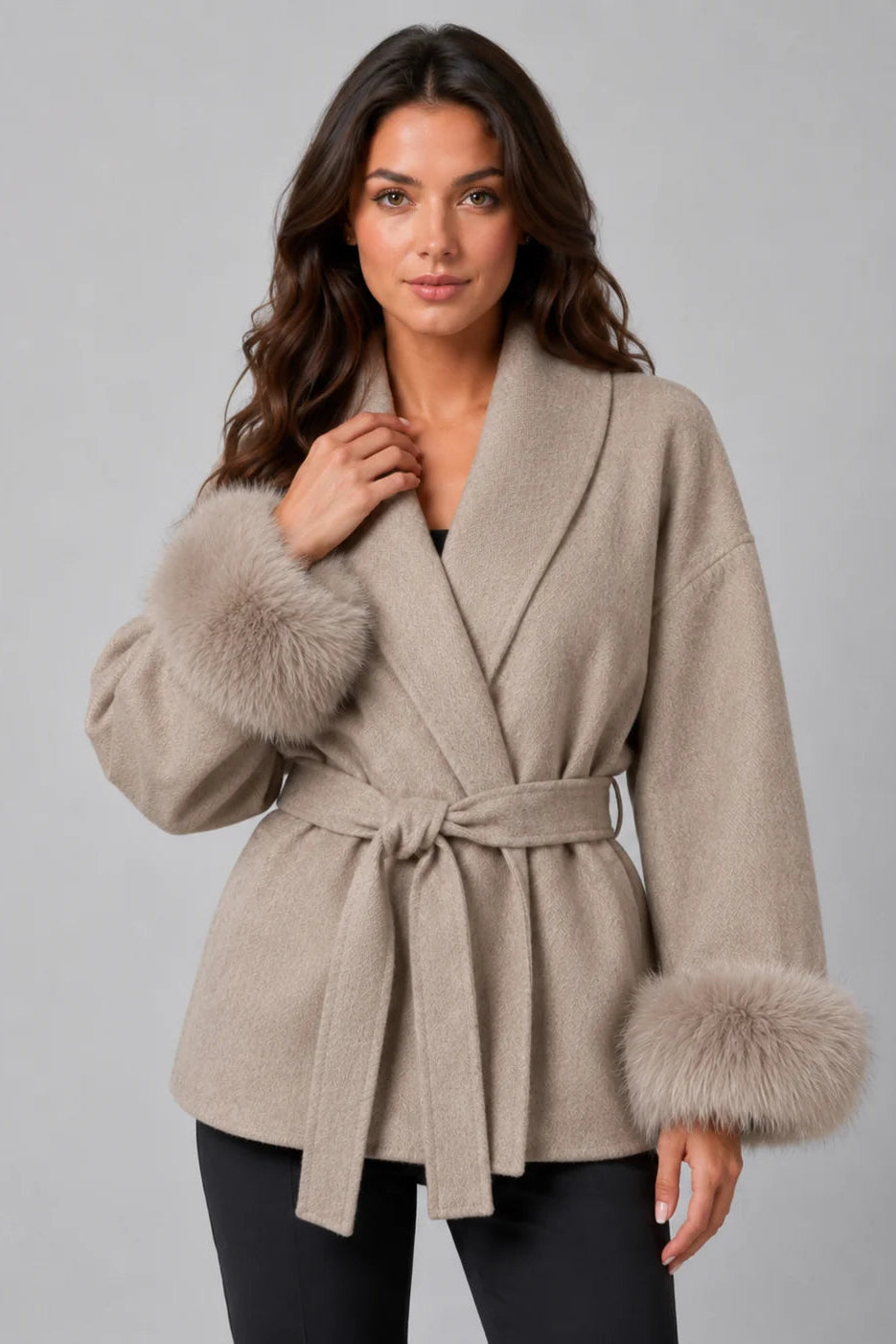 Women's Wool Overcoat – Double-Sided Regular Fit with Pocket Detail