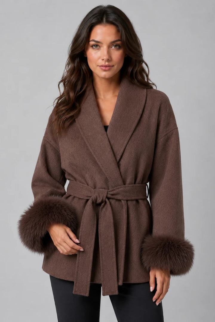 Women's Wool Overcoat – Double-Sided Regular Fit with Pocket Detail