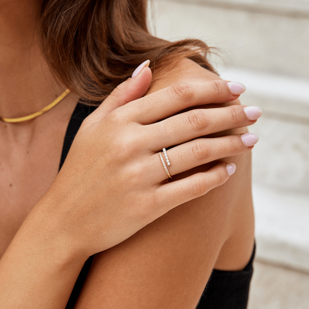 Pearl and Crystal Wrap Ring