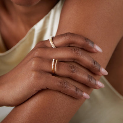 Pearl and Crystal Wrap Ring