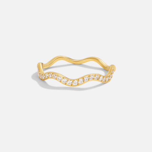 Zenya Gold-Tone Crystal Wave Ring