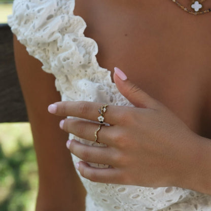 Zenya Gold-Tone Crystal Wave Ring