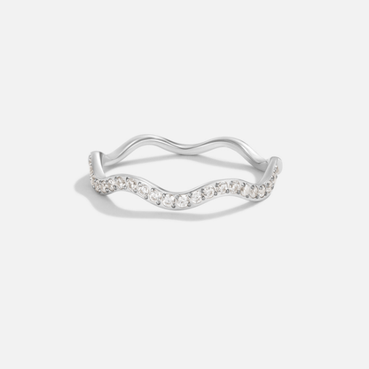 Zenya Silver-Tone Crystal Wave Ring