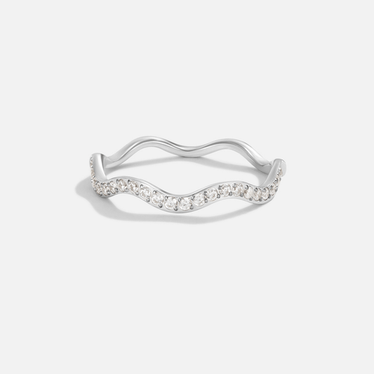 Zenya Silver-Tone Crystal Wave Ring