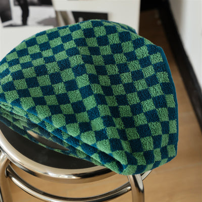 Color weave jacquard checkerboard towel