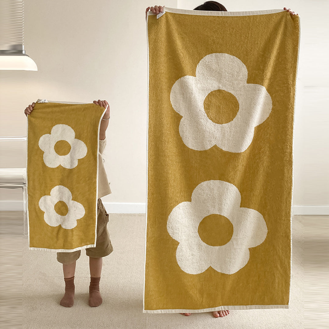 Colorful floral cotton towel