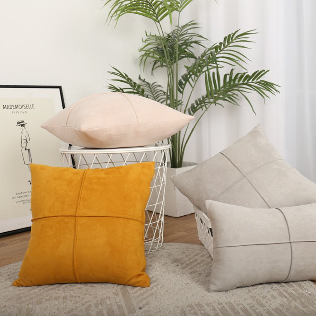 Suede Cross-rimmed Cushion Cover